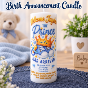 Personalised "Birth Announcement Candle"
