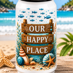 Stainless steel Can "Our happy place"