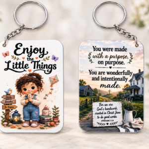 Keyring rectangular - Enjoy little things (custom print)