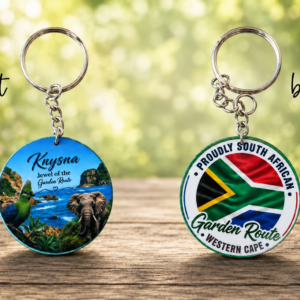 Round Keyring -Knysna Jewel of the Garden Route (custom print)