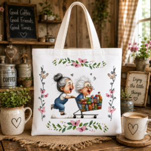 Tote bag with Grandma Shopping