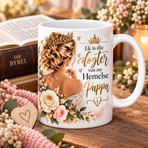 White Premium Ceramic Mug - "Ek is die dogter van my Hemelse pappa "
