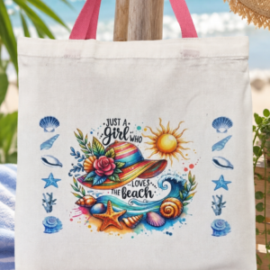 Tote bag Canvas - "Just a girl, who loves the Beach"