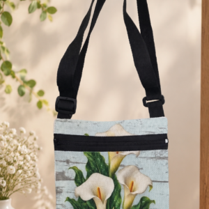 Canvas Sling, Crossbody bag with Arum Lilly flower
